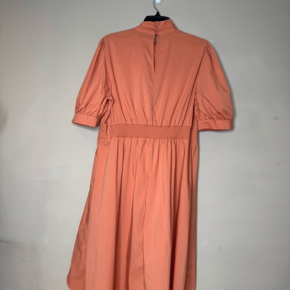 New York & Co High-Low Salmon Top w/ Bow and Puff Sleeves Size XL - Picture 5 of 11